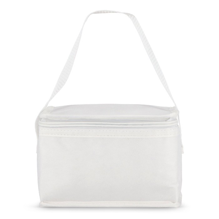 Bolsa nevera con forro de aluminio en el interior para 6 latas color blanco tercera vista Bolsa nevera con forro de aluminio en el interior para 6 latas color blanco tercera vista