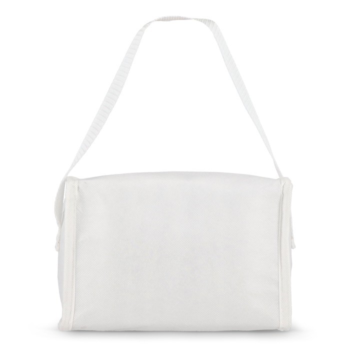 Bolsa nevera con forro de aluminio en el interior para 6 latas color blanco cuarta vista Bolsa nevera con forro de aluminio en el interior para 6 latas color blanco cuarta vista