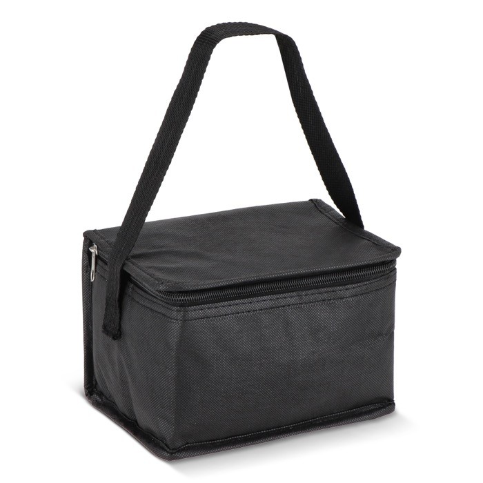 Bolsa nevera con forro de aluminio en el interior para 6 latas color negro Bolsa nevera con forro de aluminio en el interior para 6 latas color negro
