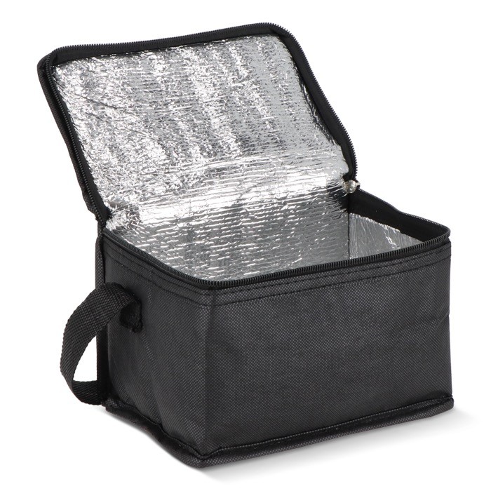 Bolsa nevera con forro de aluminio en el interior para 6 latas color negro segunda vista Bolsa nevera con forro de aluminio en el interior para 6 latas color negro segunda vista