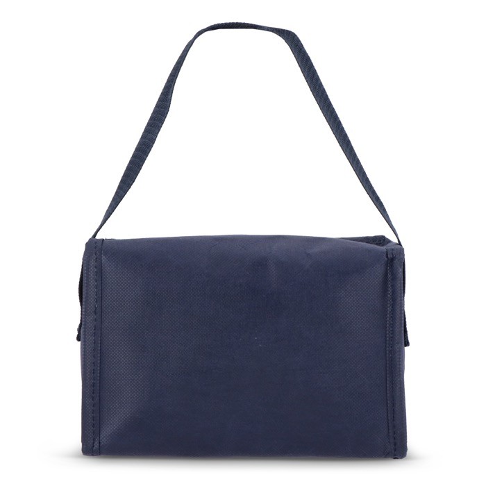 Bolsa nevera con forro de aluminio en el interior para 6 latas color azul oscuro cuarta vista Bolsa nevera con forro de aluminio en el interior para 6 latas color azul oscuro cuarta vista