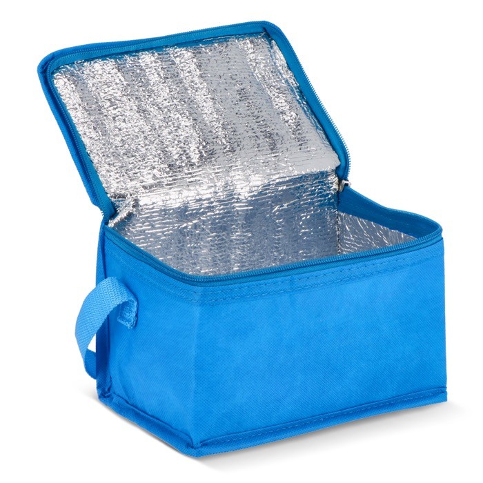 Bolsa nevera con forro de aluminio en el interior para 6 latas color azul claro segunda vista Bolsa nevera con forro de aluminio en el interior para 6 latas color azul claro segunda vista