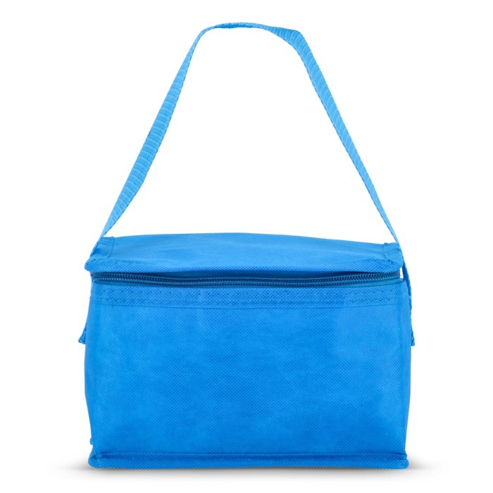 Bolsa nevera con forro de aluminio en el interior para 6 latas color azul claro tercera vista Bolsa nevera con forro de aluminio en el interior para 6 latas color azul claro tercera vista