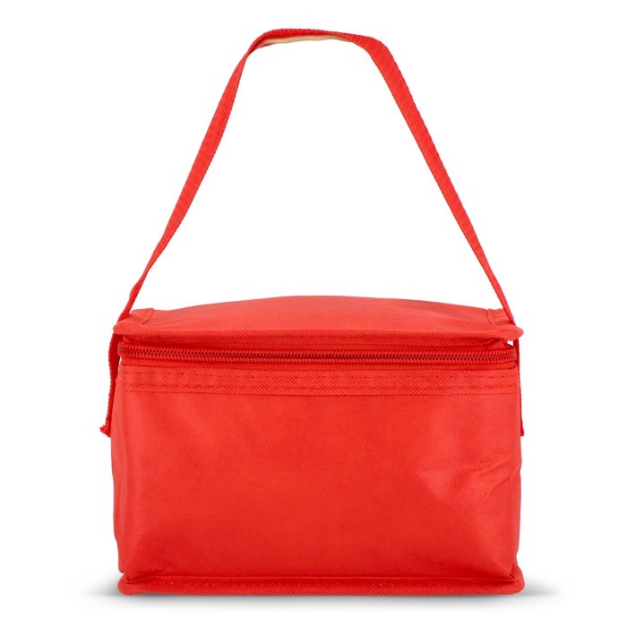 Bolsa nevera con forro de aluminio en el interior para 6 latas color rojo tercera vista Bolsa nevera con forro de aluminio en el interior para 6 latas color rojo tercera vista