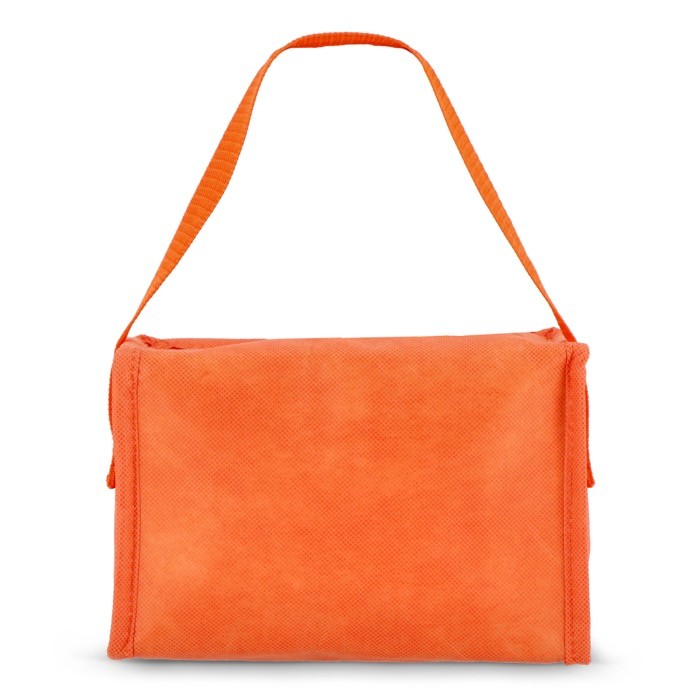 Bolsa nevera con forro de aluminio en el interior para 6 latas color naranja cuarta vista Bolsa nevera con forro de aluminio en el interior para 6 latas color naranja cuarta vista