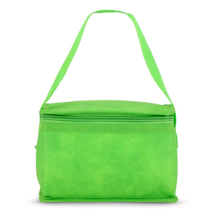 Bolsa nevera con forro de aluminio en el interior para 6 latas color verde lima tercera vista Bolsa nevera con forro de aluminio en el interior para 6 latas color verde lima tercera vista