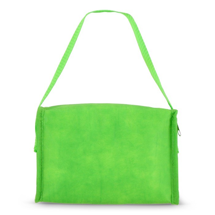 Bolsa nevera con forro de aluminio en el interior para 6 latas color verde lima cuarta vista Bolsa nevera con forro de aluminio en el interior para 6 latas color verde lima cuarta vista
