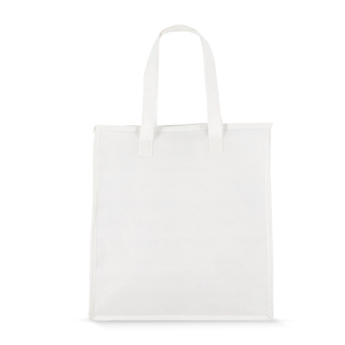 Bolsa nevera grande para llevar con forro de aluminio en el interior color blanco cuarta vista Bolsa nevera grande para llevar con forro de aluminio en el interior color blanco cuarta vista