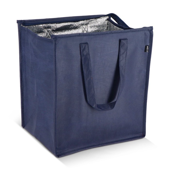 Bolsa nevera grande para llevar con forro de aluminio en el interior color azul oscuro segunda vista Bolsa nevera grande para llevar con forro de aluminio en el interior color azul oscuro segunda vista
