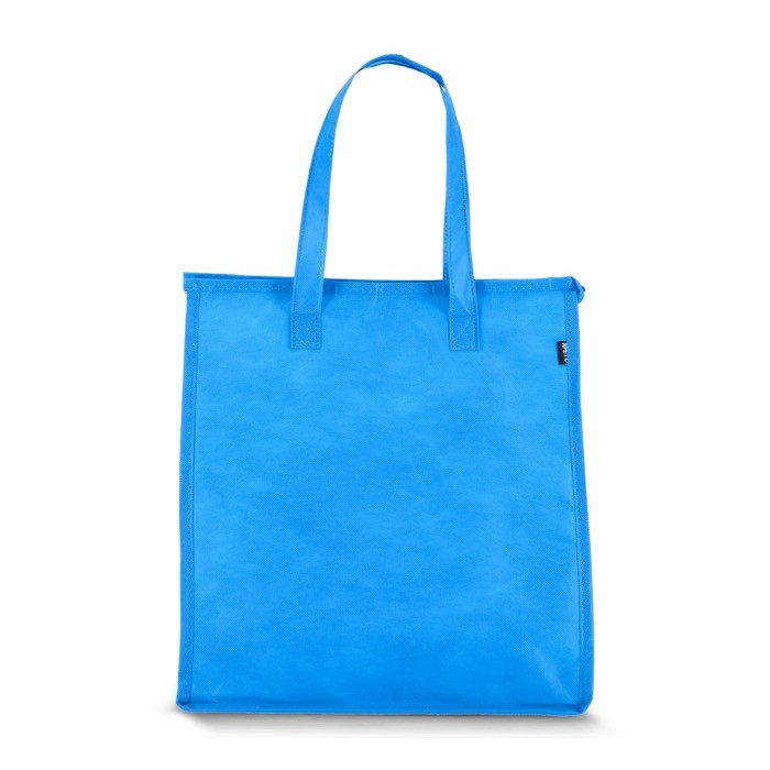 Bolsa nevera grande para llevar con forro de aluminio en el interior color azul claro tercera vista Bolsa nevera grande para llevar con forro de aluminio en el interior color azul claro tercera vista