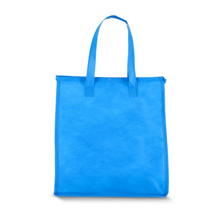 Bolsa nevera grande para llevar con forro de aluminio en el interior color azul claro cuarta vista Bolsa nevera grande para llevar con forro de aluminio en el interior color azul claro cuarta vista