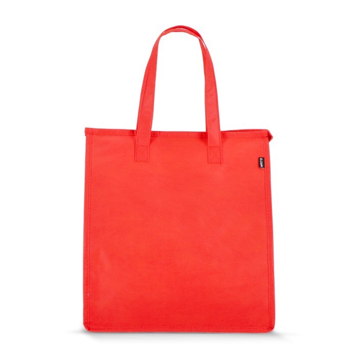 Bolsa nevera grande para llevar con forro de aluminio en el interior color rojo tercera vista Bolsa nevera grande para llevar con forro de aluminio en el interior color rojo tercera vista