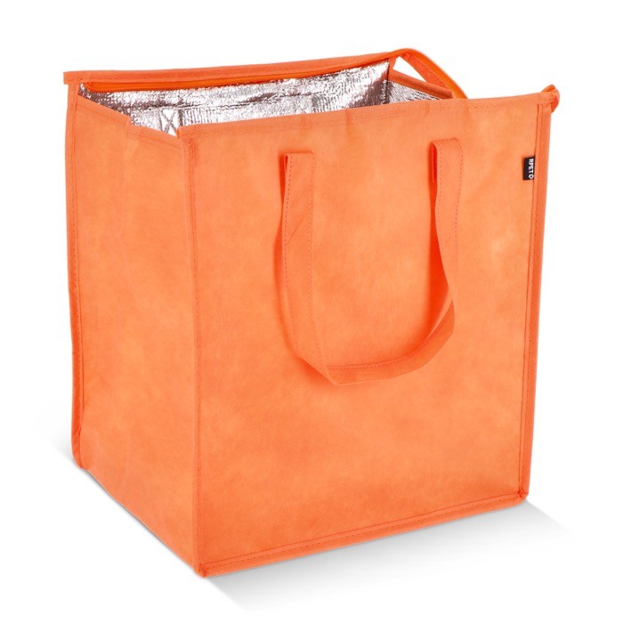 Bolsa nevera grande para llevar con forro de aluminio en el interior color naranja segunda vista Bolsa nevera grande para llevar con forro de aluminio en el interior color naranja segunda vista
