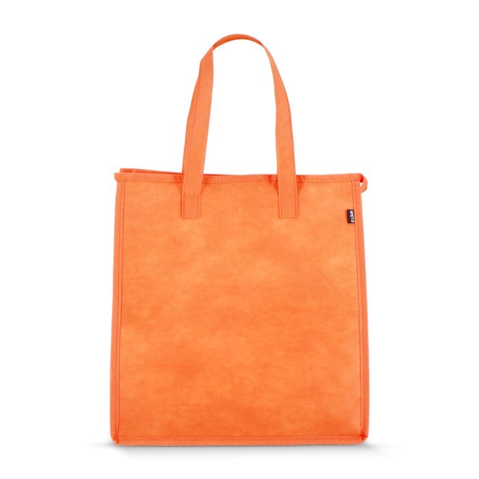 Bolsa nevera grande para llevar con forro de aluminio en el interior color naranja tercera vista Bolsa nevera grande para llevar con forro de aluminio en el interior color naranja tercera vista
