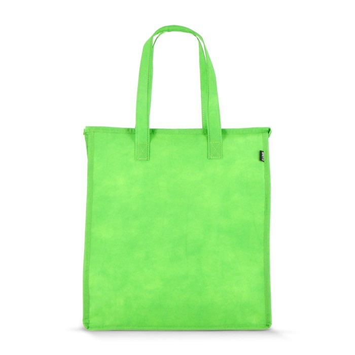 Bolsa nevera grande para llevar con forro de aluminio en el interior color verde lima tercera vista Bolsa nevera grande para llevar con forro de aluminio en el interior color verde lima tercera vista