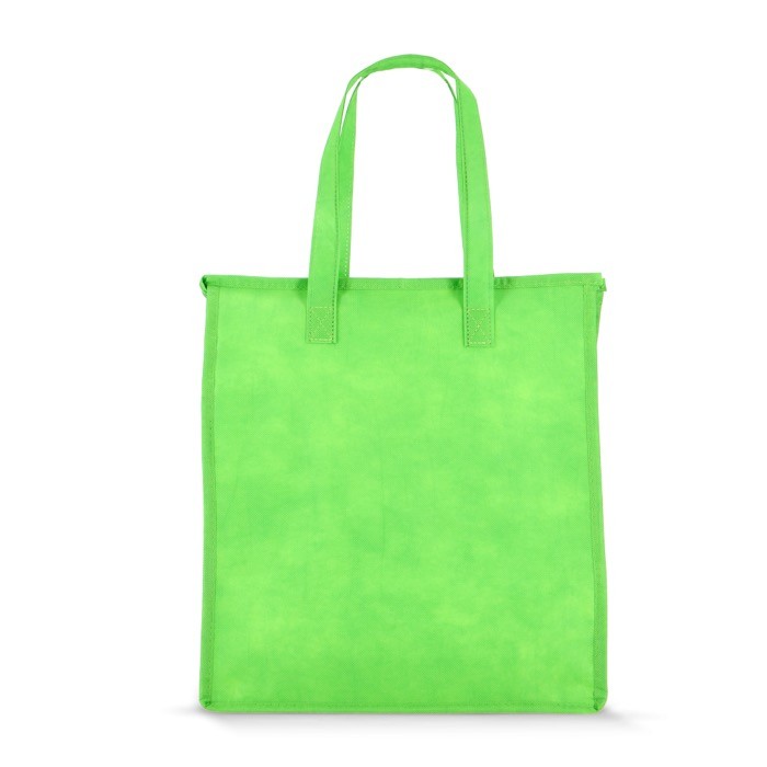 Bolsa nevera grande para llevar con forro de aluminio en el interior color verde lima cuarta vista Bolsa nevera grande para llevar con forro de aluminio en el interior color verde lima cuarta vista