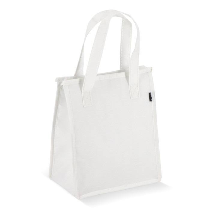 Bolsa nevera pequeña para llevar con forro de aluminio en el interior color blanco Bolsa nevera pequeña para llevar con forro de aluminio en el interior color blanco