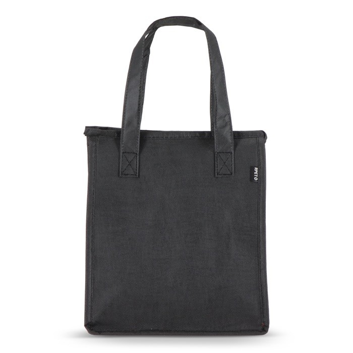 Bolsa nevera pequeña para llevar con forro de aluminio en el interior color negro tercera vista Bolsa nevera pequeña para llevar con forro de aluminio en el interior color negro tercera vista