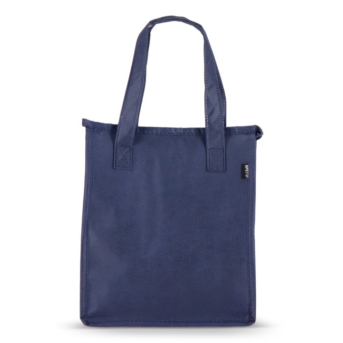 Bolsa nevera pequeña para llevar con forro de aluminio en el interior color azul oscuro tercera vista Bolsa nevera pequeña para llevar con forro de aluminio en el interior color azul oscuro tercera vista