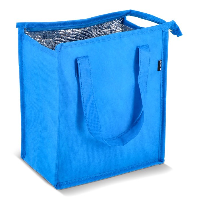 Bolsa nevera pequeña para llevar con forro de aluminio en el interior color azul claro segunda vista Bolsa nevera pequeña para llevar con forro de aluminio en el interior color azul claro segunda vista
