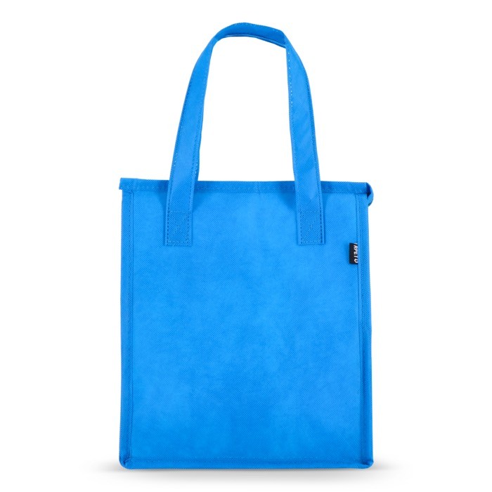 Bolsa nevera pequeña para llevar con forro de aluminio en el interior color azul claro tercera vista Bolsa nevera pequeña para llevar con forro de aluminio en el interior color azul claro tercera vista