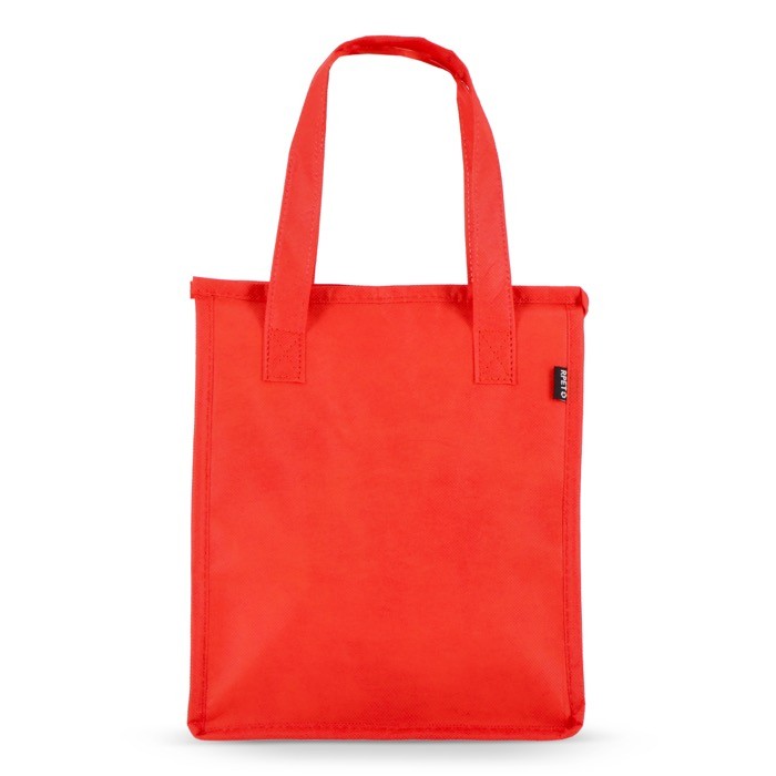 Bolsa nevera pequeña para llevar con forro de aluminio en el interior color rojo tercera vista Bolsa nevera pequeña para llevar con forro de aluminio en el interior color rojo tercera vista