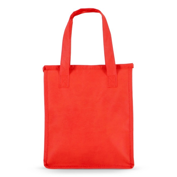 Bolsa nevera pequeña para llevar con forro de aluminio en el interior color rojo cuarta vista Bolsa nevera pequeña para llevar con forro de aluminio en el interior color rojo cuarta vista