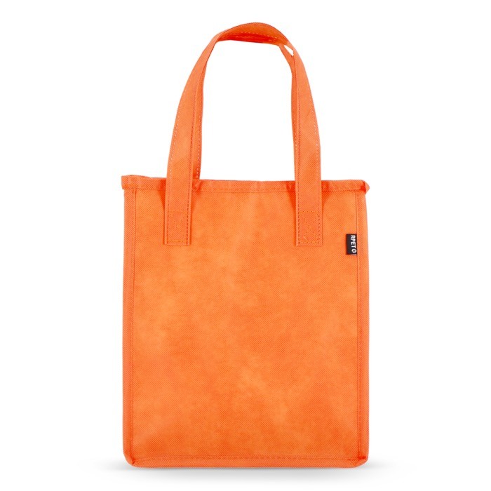 Bolsa nevera pequeña para llevar con forro de aluminio en el interior color naranja tercera vista Bolsa nevera pequeña para llevar con forro de aluminio en el interior color naranja tercera vista