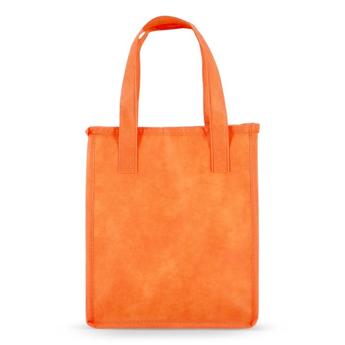 Bolsa nevera pequeña para llevar con forro de aluminio en el interior color naranja cuarta vista Bolsa nevera pequeña para llevar con forro de aluminio en el interior color naranja cuarta vista