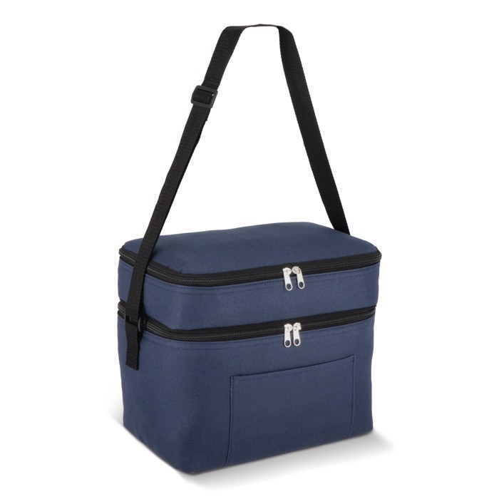 Bolsa nevera de doble compartimiento y bolsillo frontal 12L color azul oscuro Bolsa nevera de doble compartimiento y bolsillo frontal 12L color azul oscuro
