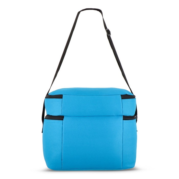 Bolsa nevera de doble compartimiento y bolsillo frontal 12L color azul claro quinta vista Bolsa nevera de doble compartimiento y bolsillo frontal 12L color azul claro quinta vista