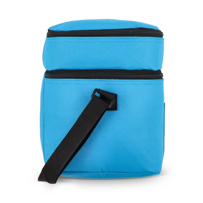 Bolsa nevera de doble compartimiento y bolsillo frontal 12L color azul claro sexta vista Bolsa nevera de doble compartimiento y bolsillo frontal 12L color azul claro sexta vista