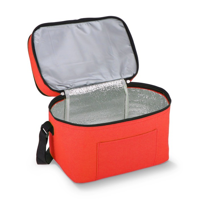 Bolsa nevera de doble compartimiento y bolsillo frontal 12L color rojo tercera vista Bolsa nevera de doble compartimiento y bolsillo frontal 12L color rojo tercera vista