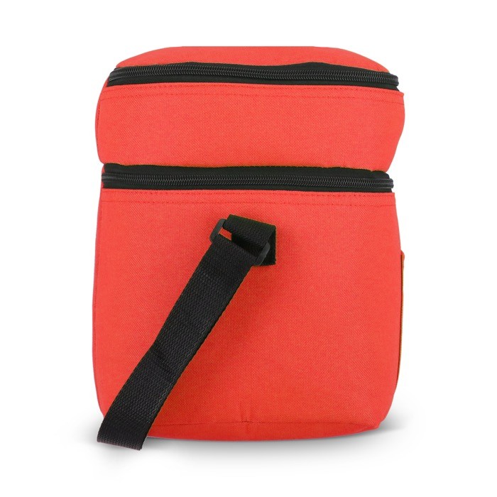 Bolsa nevera de doble compartimiento y bolsillo frontal 12L color rojo sexta vista Bolsa nevera de doble compartimiento y bolsillo frontal 12L color rojo sexta vista