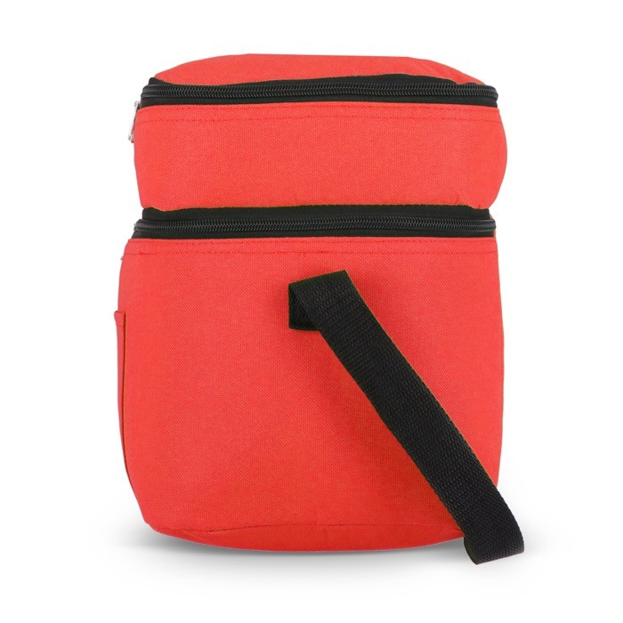 Bolsa nevera de doble compartimiento y bolsillo frontal 12L color rojo septima vista Bolsa nevera de doble compartimiento y bolsillo frontal 12L color rojo septima vista