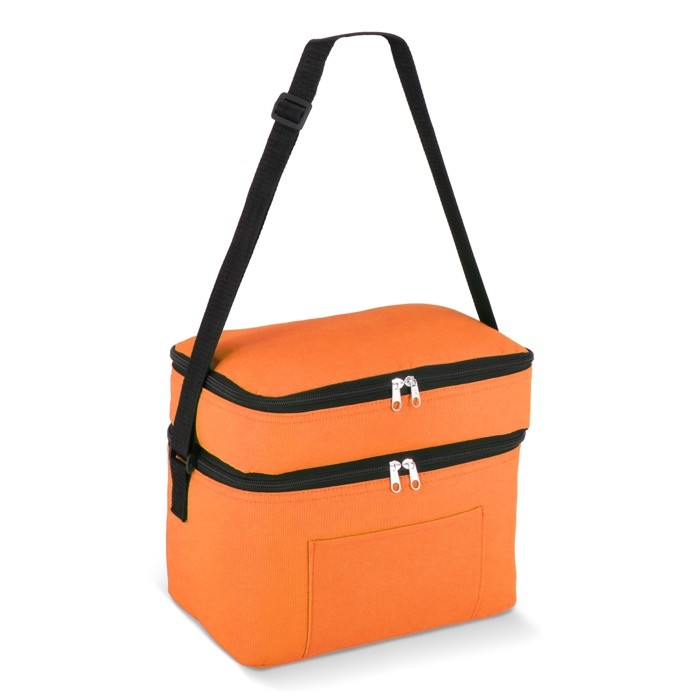 Bolsa nevera de doble compartimiento y bolsillo frontal 12L color naranja Bolsa nevera de doble compartimiento y bolsillo frontal 12L color naranja