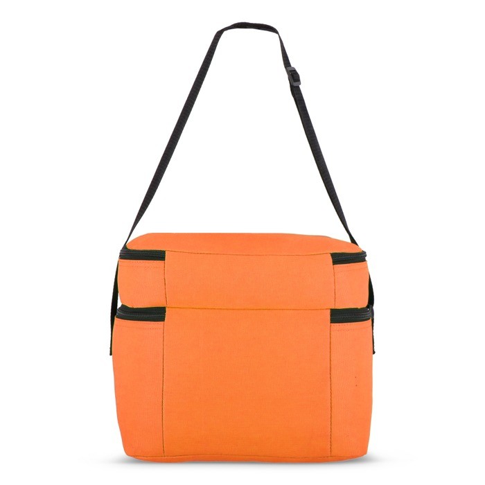 Bolsa nevera de doble compartimiento y bolsillo frontal 12L color naranja quinta vista Bolsa nevera de doble compartimiento y bolsillo frontal 12L color naranja quinta vista