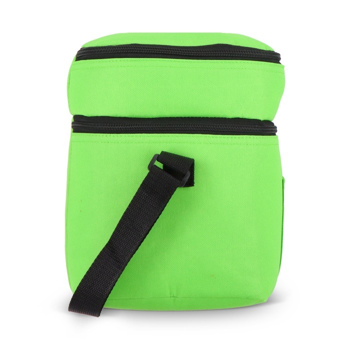 Bolsa nevera de doble compartimiento y bolsillo frontal 12L color verde lima sexta vista Bolsa nevera de doble compartimiento y bolsillo frontal 12L color verde lima sexta vista