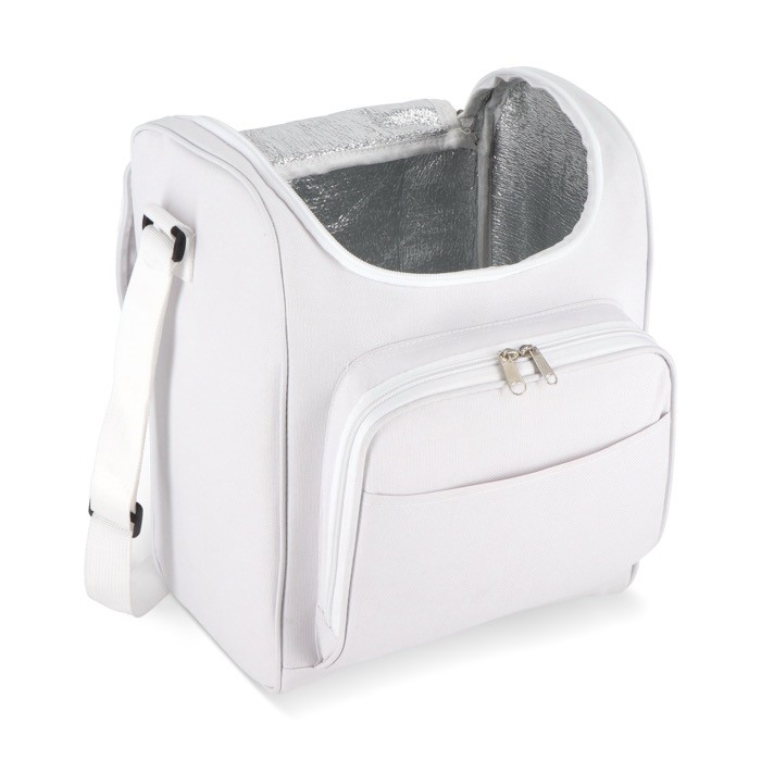 Bolsa nevera con forro de aluminio y doble compartimiento 13L color blanco segunda vista Bolsa nevera con forro de aluminio y doble compartimiento 13L color blanco segunda vista