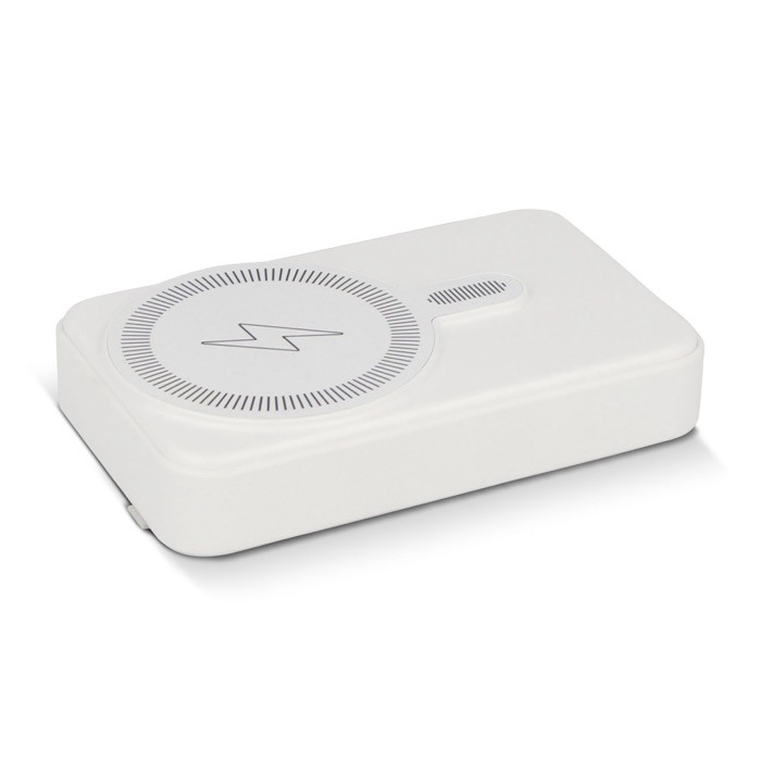 Cargador inalámbrico MegSafe con entrada USB-A y tipo-C color blanco