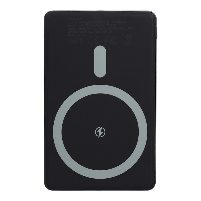 Batería externa ultrafina compatible con MagSafe 5.000 mAh color negro tercera vista