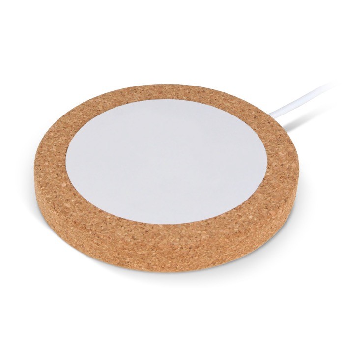 Cargador inalámbrico circular con amplia parte para personalizar 15W color marrón