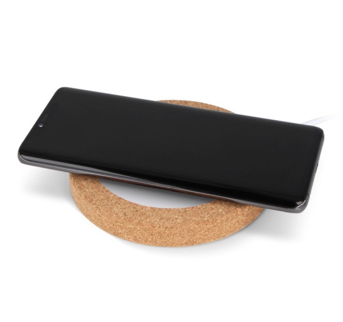 Cargador inalámbrico circular con amplia parte para personalizar 15W color marrón segunda vista