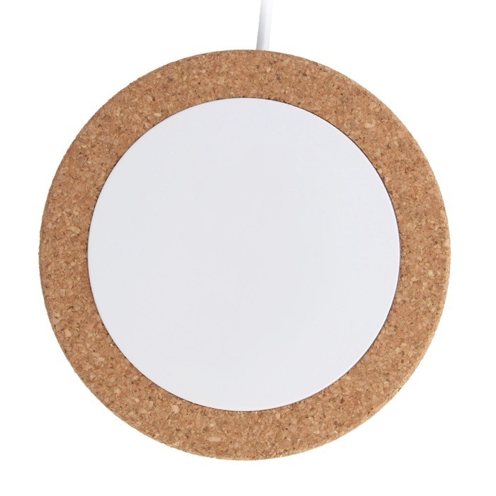 Cargador inalámbrico circular con amplia parte para personalizar 15W color marrón tercera vista