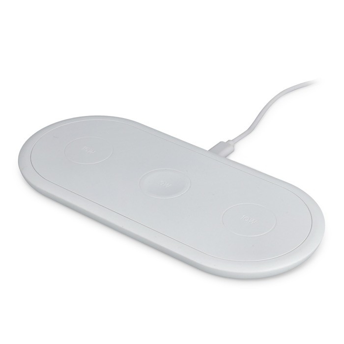 Cargador inalámbrico de carga rápida 3 en 1 para móvil y accesorios 15W color blanco tercera vista