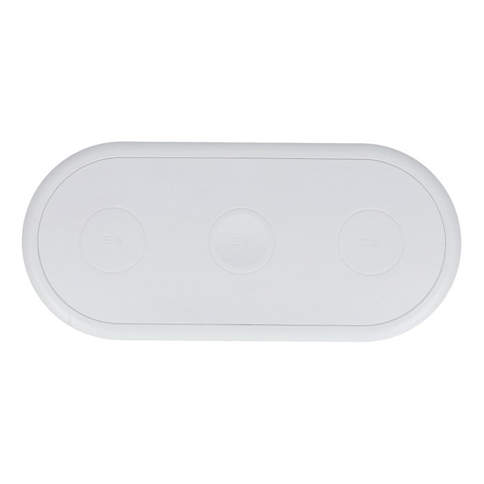 Cargador inalámbrico de carga rápida 3 en 1 para móvil y accesorios 15W color blanco quinta vista