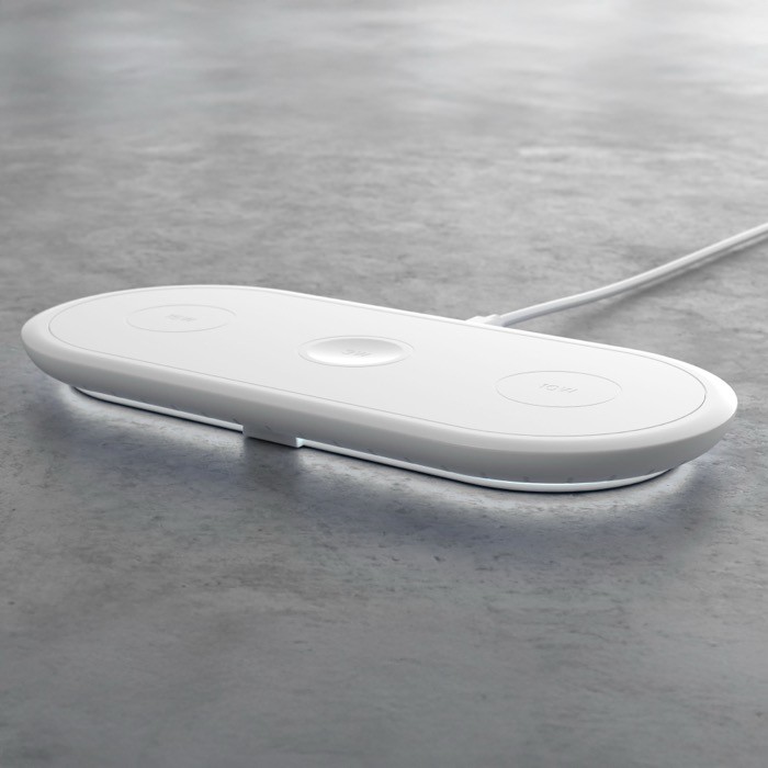 Cargador inalámbrico de carga rápida 3 en 1 para móvil y accesorios 15W color blanco novena vista