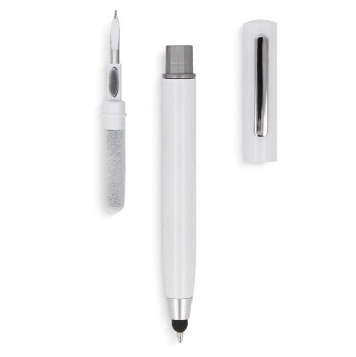 Bolígrafo multifuncional con un kit de limpieza electrónica color blanco sexta vista Bolígrafo multifuncional con un kit de limpieza electrónica color blanco sexta vista