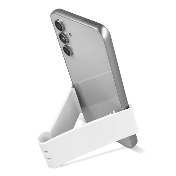 Soporte de teléfono plegable portátil para personalizar color blanco tercera vista Soporte de teléfono plegable portátil para personalizar color blanco tercera vista