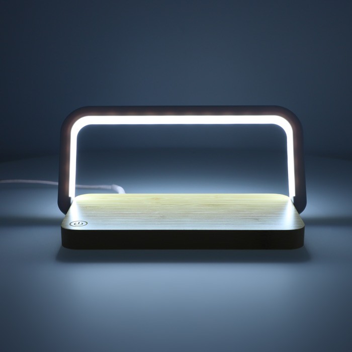 Cargador inalámbrico de bambú para escritorio con iluminación 15 W color natural septima vista